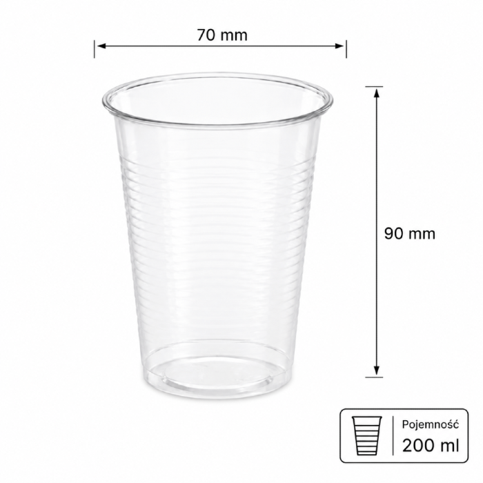 Kubek do napojów zimnych 200 ml PLA fi 70 mm - 100 sztuk