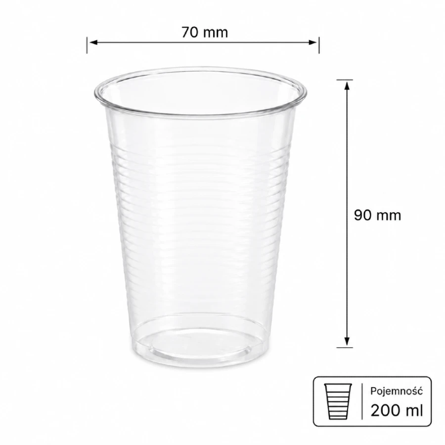 Kubek do napojów zimnych 200 ml PLA fi 70 mm - 100 sztuk