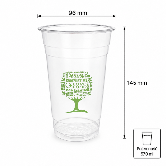 Kubek do napojów zimnych i deserków 570 ml fi 96 mm PLA - 50 sztuk