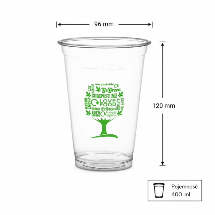 Kubek do napojów zimnych i deserków 400 ml fi 96 mm PLA - 50 sztuk