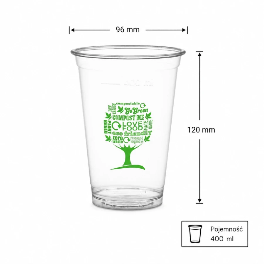 Kubek do napojów zimnych i deserków 400 ml fi 96 mm PLA - 50 sztuk