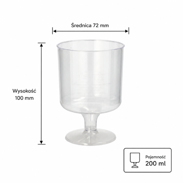 Kieliszek do wina 200 ml jednorazowy - 10 sztuk