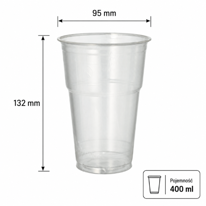 Kubek do napojów zimnych PLA transparentny 400 ml - 70 sztuk