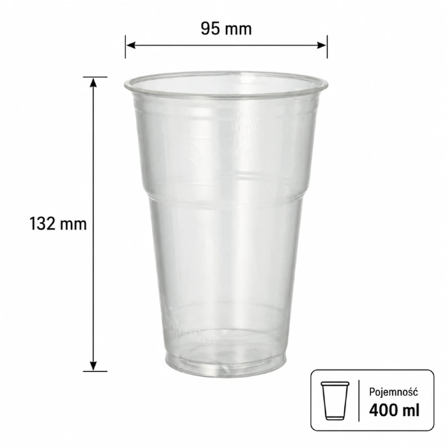 Kubek do napojów zimnych PLA transparentny 400 ml - 70 sztuk