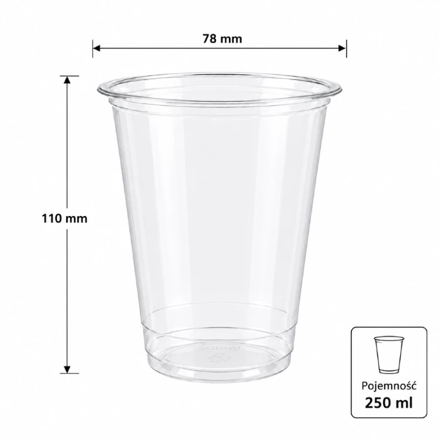 Kubek do napojów zimnych PLA transparentny 250 ml - 70 sztuk