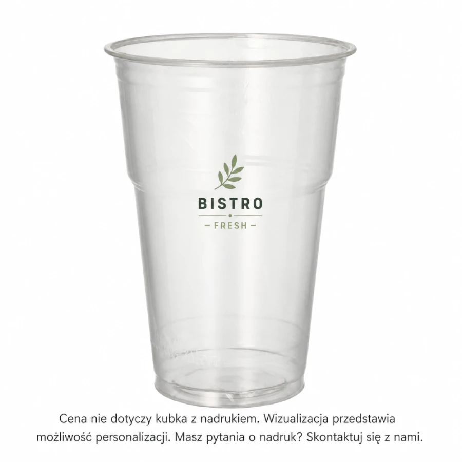 Kubek do napojów zimnych PP fi 95 mm krystaliczny 500 ml - 50 sztuk