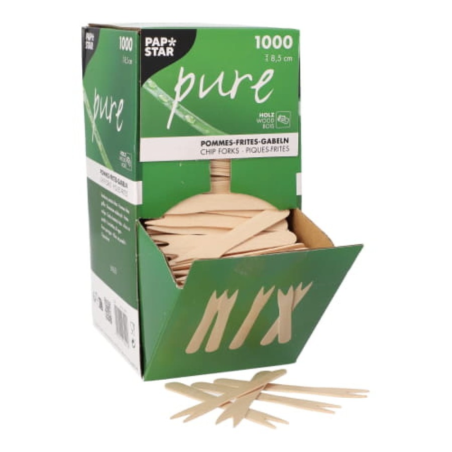 Drewniane widelczyki do frytek 8,5 cm - 1000 sztuk