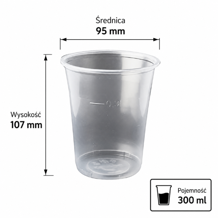 Kubek do napojów zimnych 300 ml PP krystaliczny - 50 sztuk