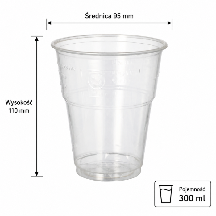 Kubek do napojów zimnych 300 ml krystaliczny - 25 sztuk