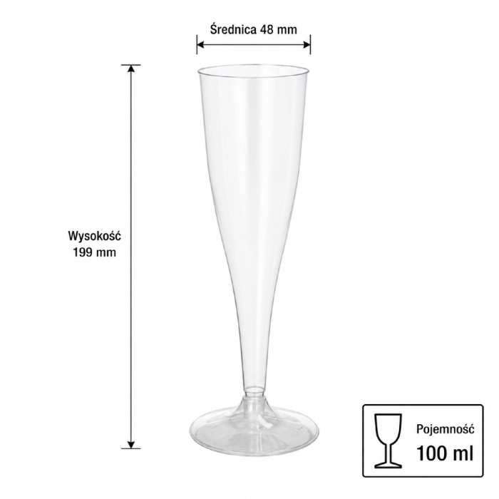 Kieliszek do wina musującego 100 ml jednorazowy - 10 sztuk