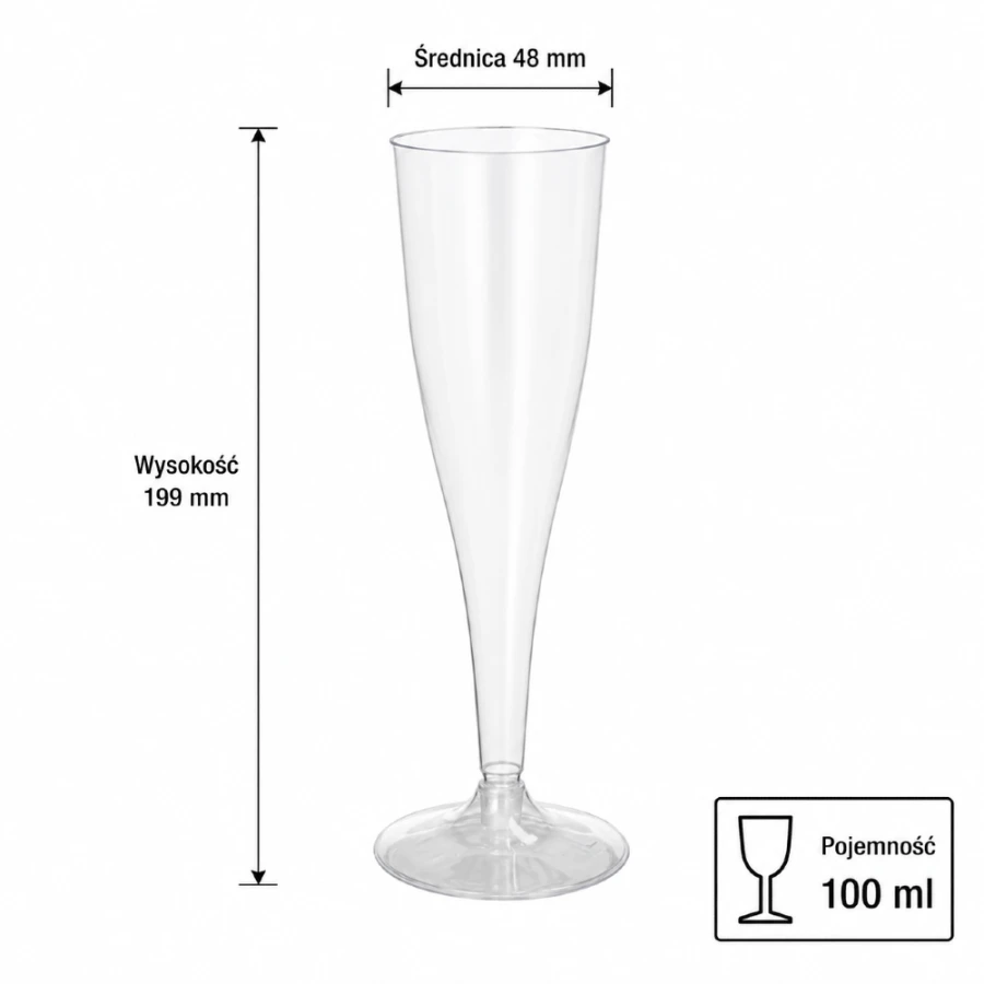 Kieliszek do wina musującego 100 ml jednorazowy - 10 sztuk