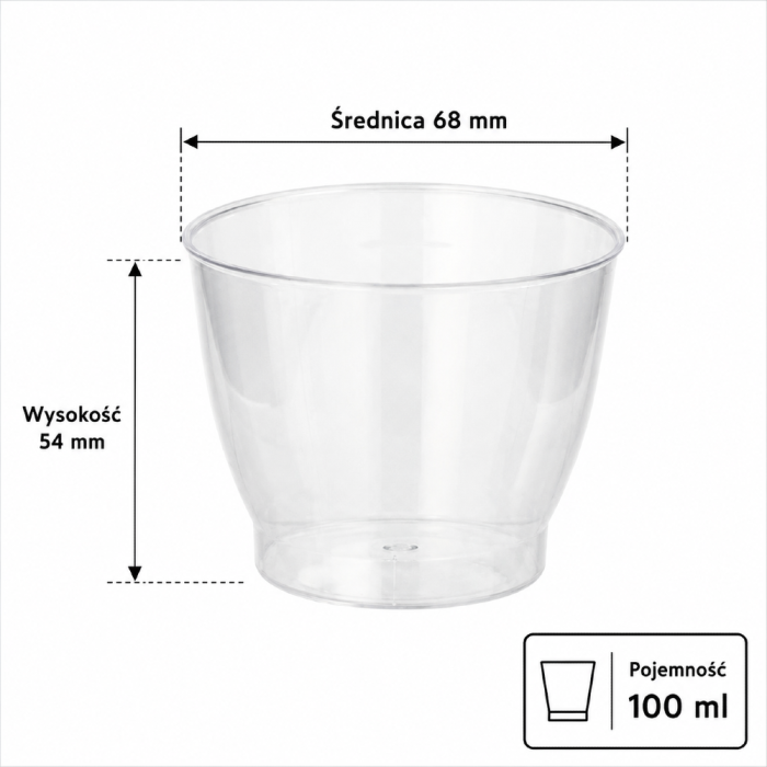 Kubek krystaliczny do napojów 100 ml fi 6,8 cm - 15 sztuk