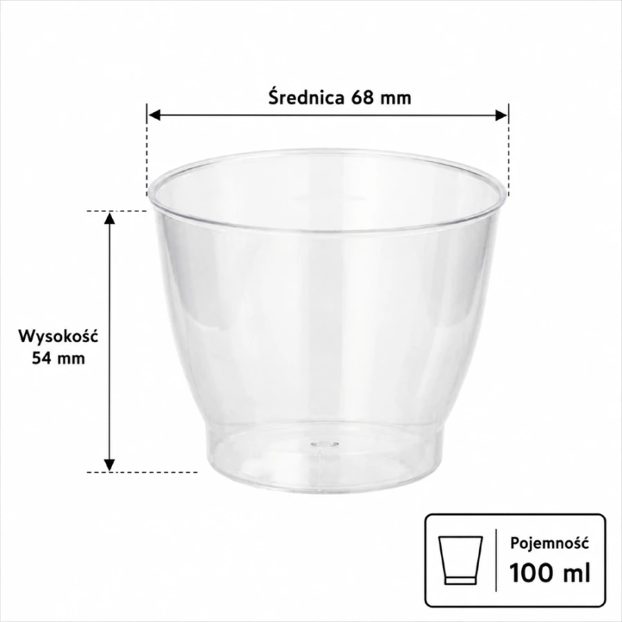 Kubek krystaliczny do napojów 100 ml fi 6,8 cm - 15 sztuk