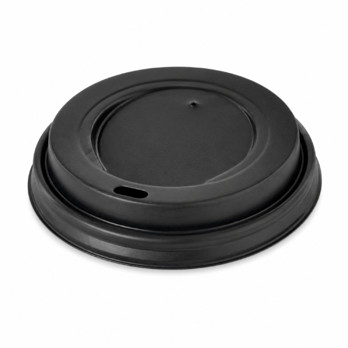 Pokrywka do kubka czarna PS fi 90 mm z otworem - 100 sztuk