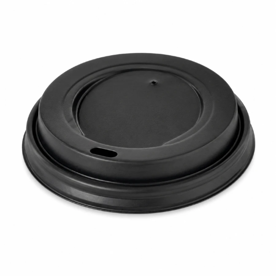 Pokrywka do kubka czarna PS fi 90 mm z otworem - 100 sztuk