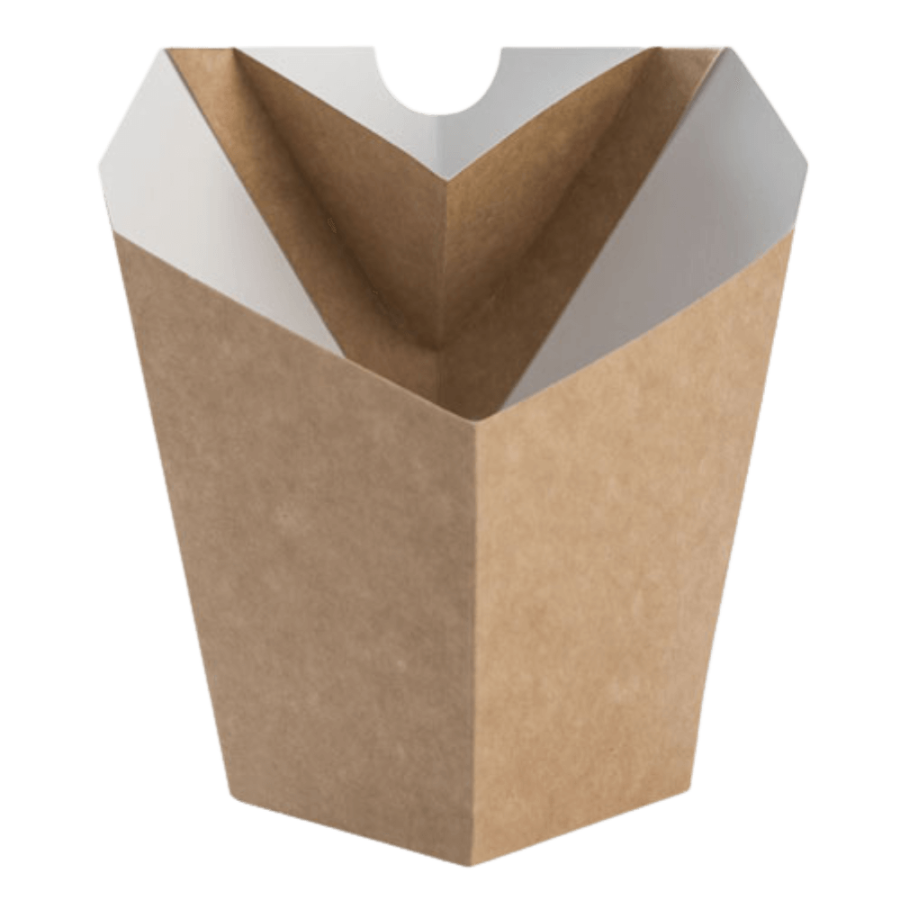 Pojemnik mały kraft na frytki z miejscem na sos 5,8 cm x 5,8 cm x 7 cm - 100 sztuk