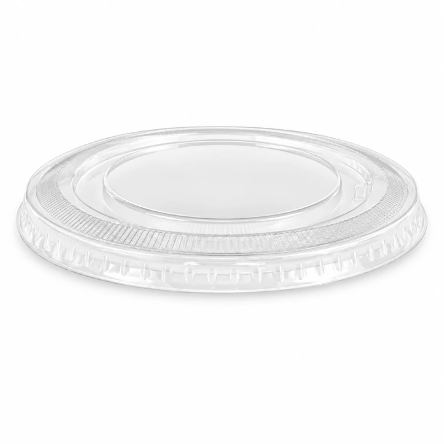 Pokrywka PET bez nacięcia płaska transparentna fi 95 mm - 50 sztuk