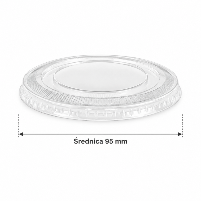 Pokrywka PET bez nacięcia płaska transparentna fi 95 mm - 50 sztuk