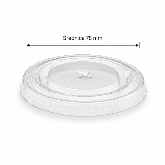Pokrywka PET z nacięciem krzyż płaska transparentna fi 78 mm - 50 sztuk
