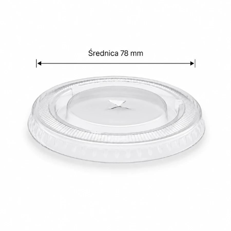 Pokrywka PET z nacięciem krzyż płaska transparentna fi 78 mm - 50 sztuk