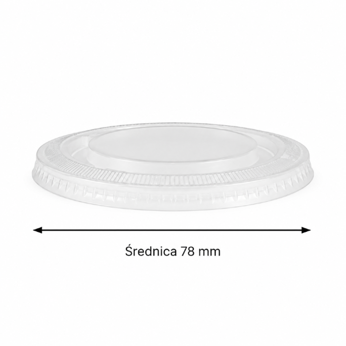 Pokrywka PET bez nacięcia płaska transparentna fi 78 mm - 50 sztuk