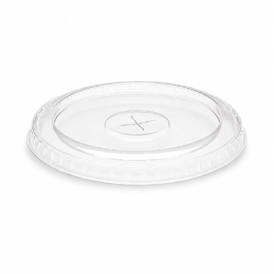 Pokrywka PET z nacięciem płaska transparentna fi 82 mm - 50 sztuk
