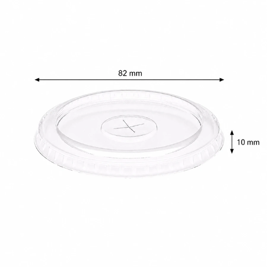 Pokrywka PET z nacięciem płaska transparentna fi 82 mm - 50 sztuk