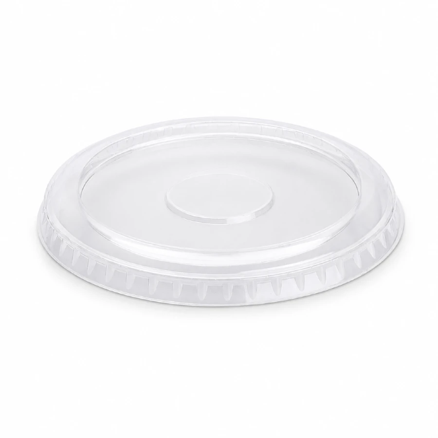 Pokrywka PET płaska transparentna bez nacięcia fi 82 mm - 50 sztuk