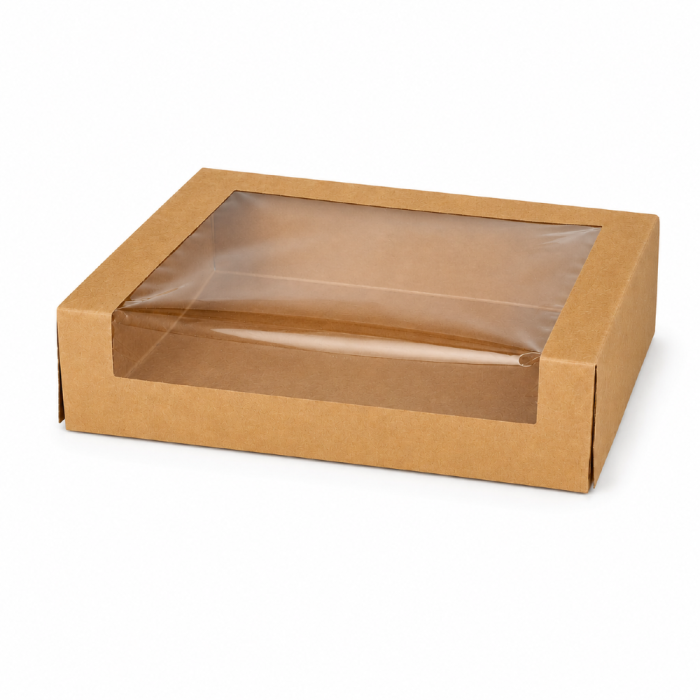 Tacka do sushi kartonowa kraft 4,5 cm x 19,5 cm x 14 cm - 25 sztuk