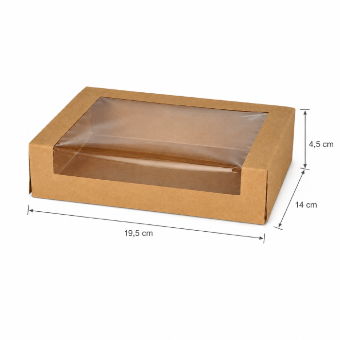 Tacka do sushi kartonowa kraft 4,5 cm x 19,5 cm x 14 cm - 25 sztuk