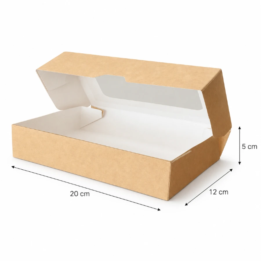 Pojemnik z kartonu z oknem 20 x 12 x 5 cm - 25 sztuk