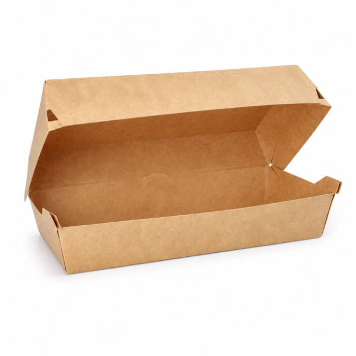 Pojemnik papierowy na bagietki i zapiekanki kraft 7,5 cm x 10,7 cm x 22 cm - 25 sztuk
