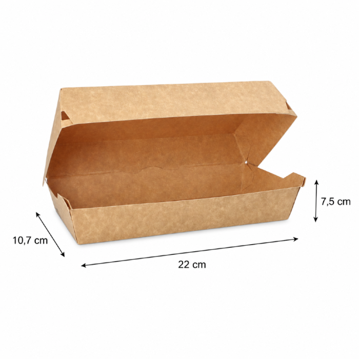 Pojemnik papierowy na bagietki i zapiekanki kraft 7,5 cm x 10,7 cm x 22 cm - 25 sztuk