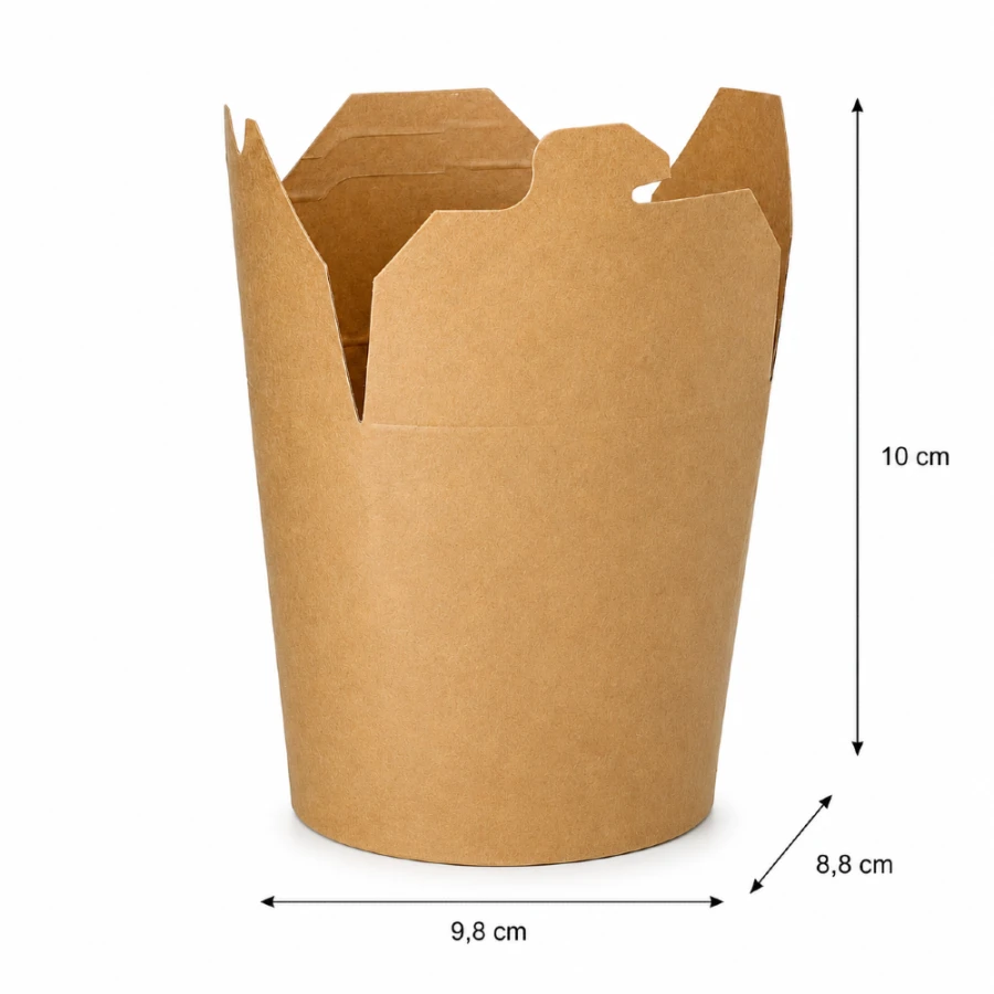 Pudełko kartonowe na przekąski 760 ml kraft 9,8 cm x 10 cm x 8,8 cm - 25 sztuk