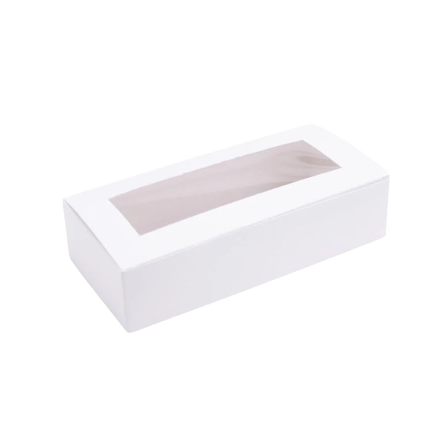 Pudełko na ciastka, makaroniki, z oknem - 20 cm x 9 cm x 4,5 cm 100 sztuk