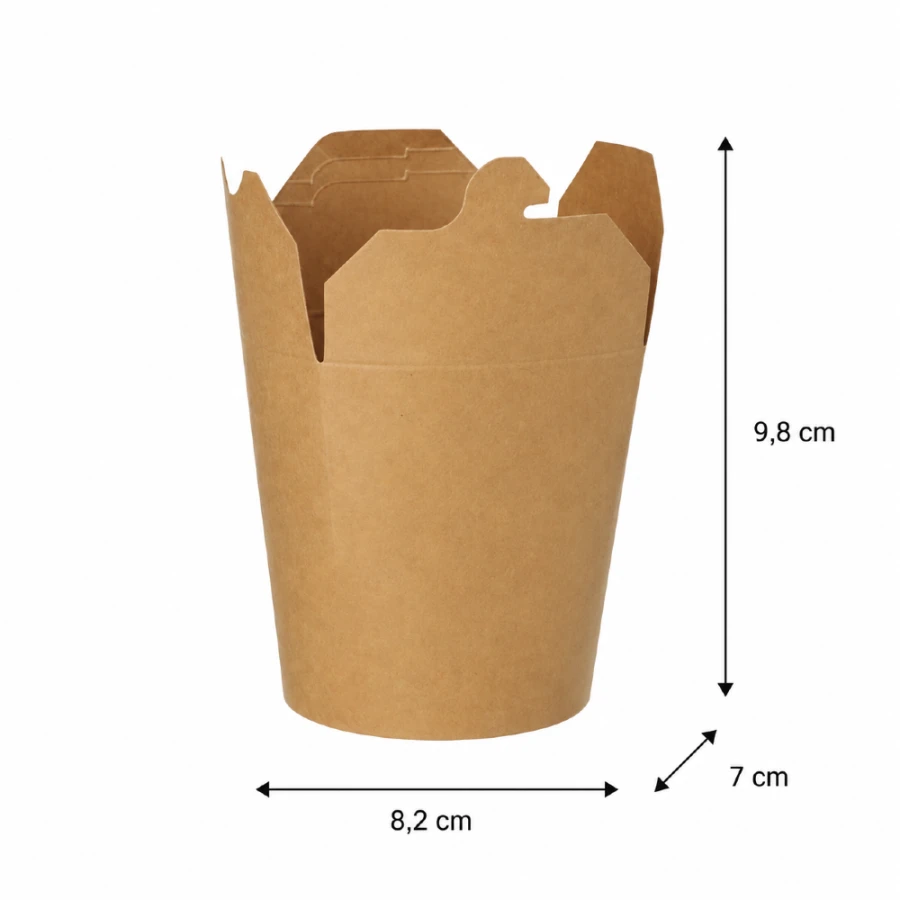 Pudełko kartonowe na przekąski 470 ml kraft 9,8 cm x 8,2 cm x 7 cm - 25 sztuk