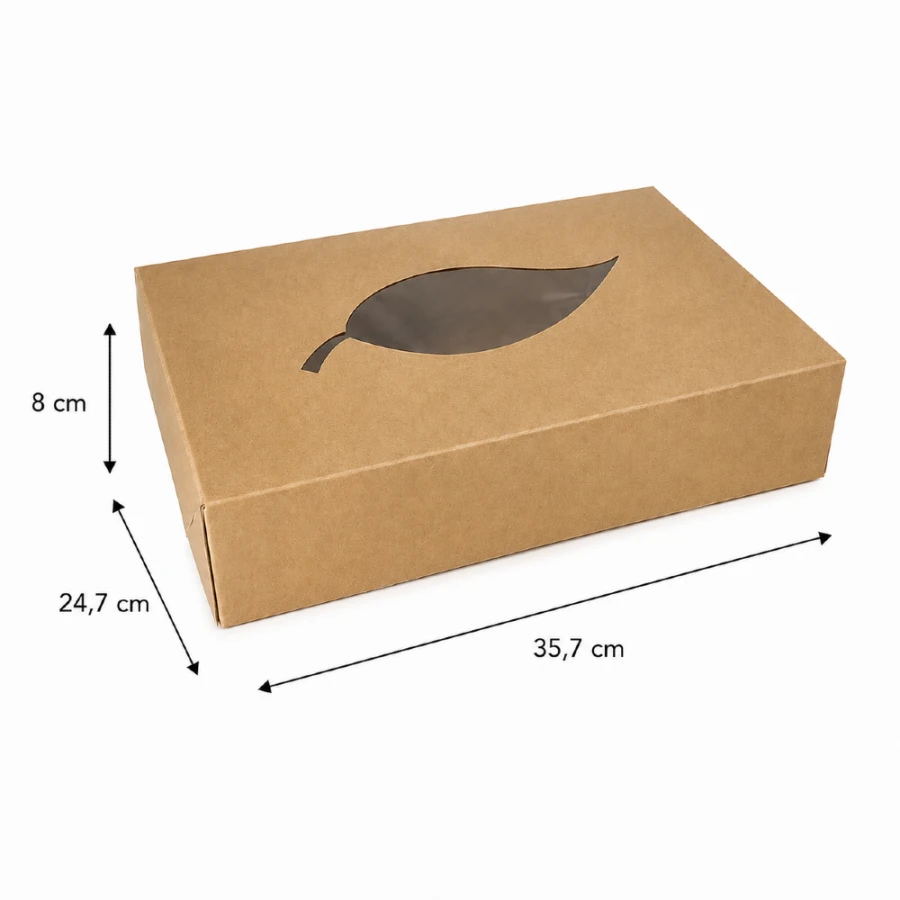 Karton cateringowy z okienkiem 8 cm x 35,7 cm x 24,7 cm - 10 sztuk