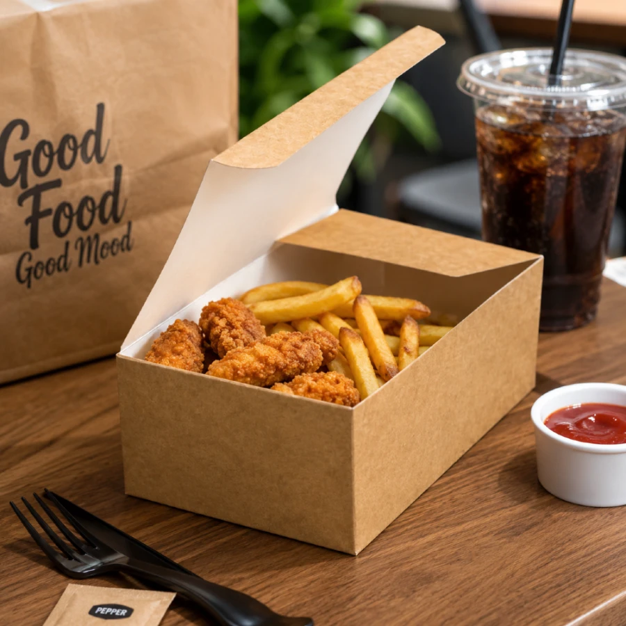 Lunch box ze skrzydełkami 16 cm x 10 cm x 6 cm - 100 sztuk