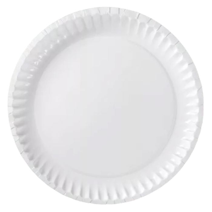 Talerz papierowy biały okrągły, średnica 23 cm, wzór POL - 100 szt.