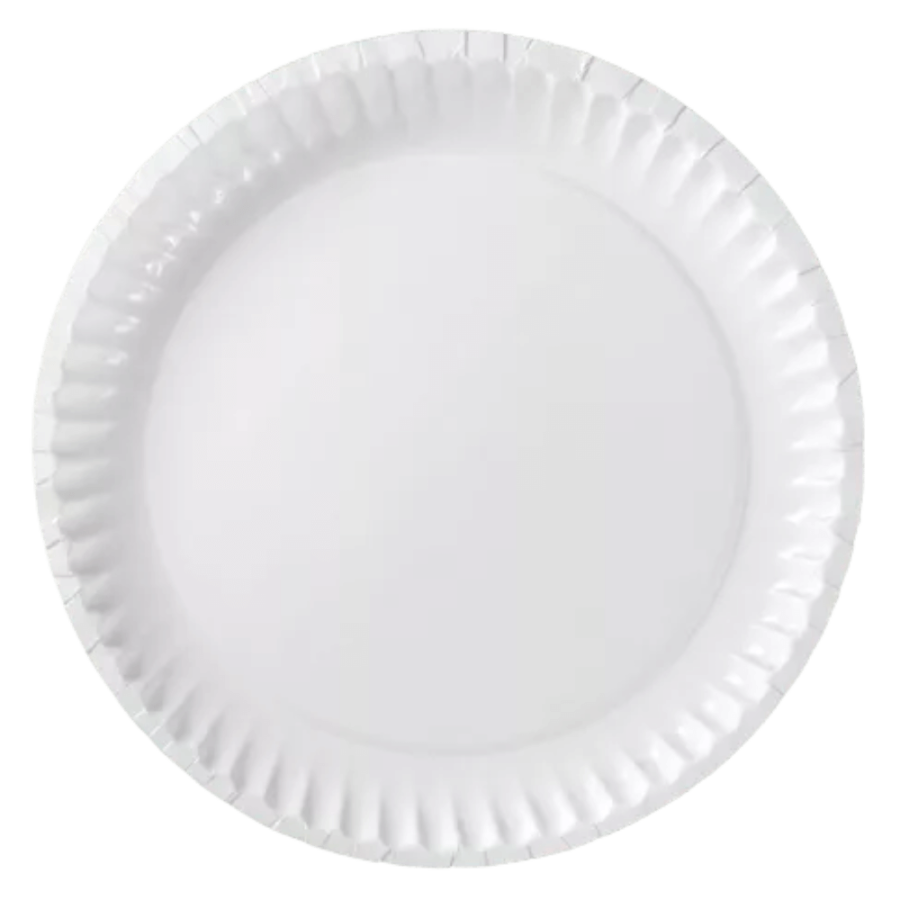 Talerz papierowy biały okrągły, średnica 23 cm, wzór POL - 100 szt.