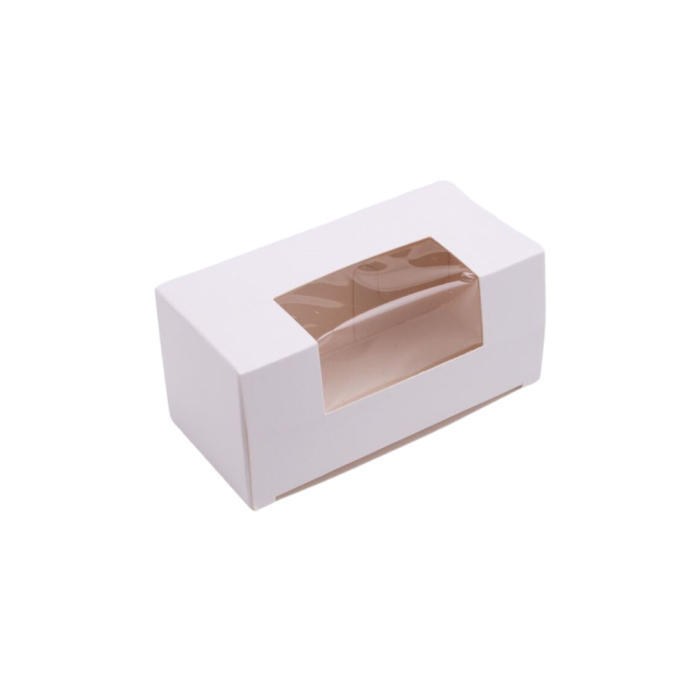 Pudełko na ciastka, makaroniki, z oknem - 10,5 cm x 4,5 cm x 4,5 cm 100 sztuk