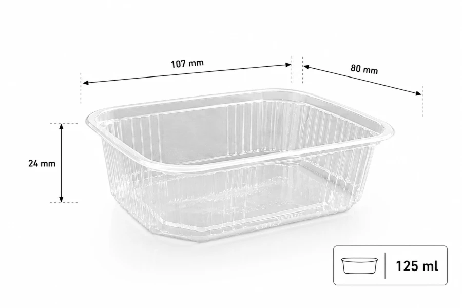 Pojemnik prostokątny PP 125 ml 10,7 cm x 8 cm - 100 sztuk