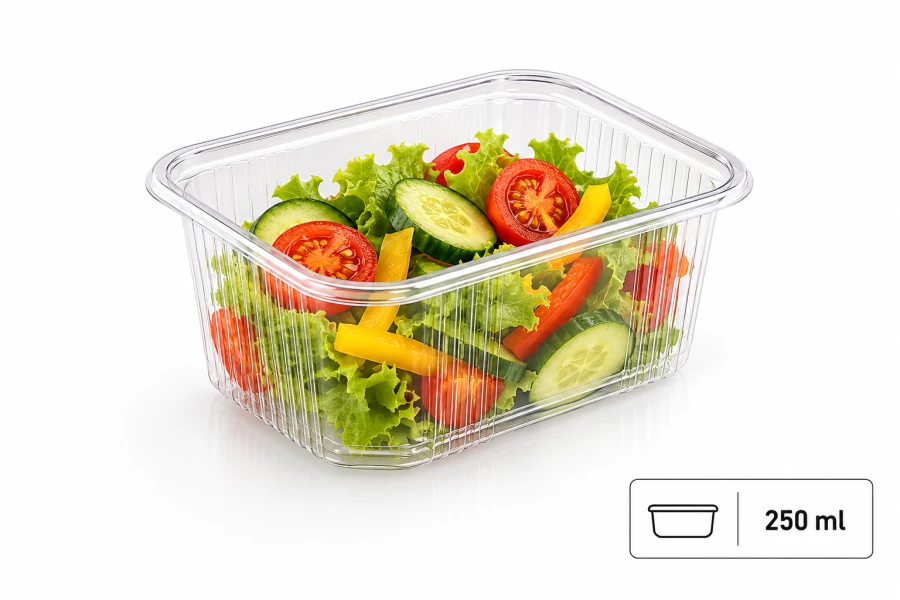 Pojemnik prostokątny PP 250 ml 10,7 cm x 8 cm - 100 sztuk