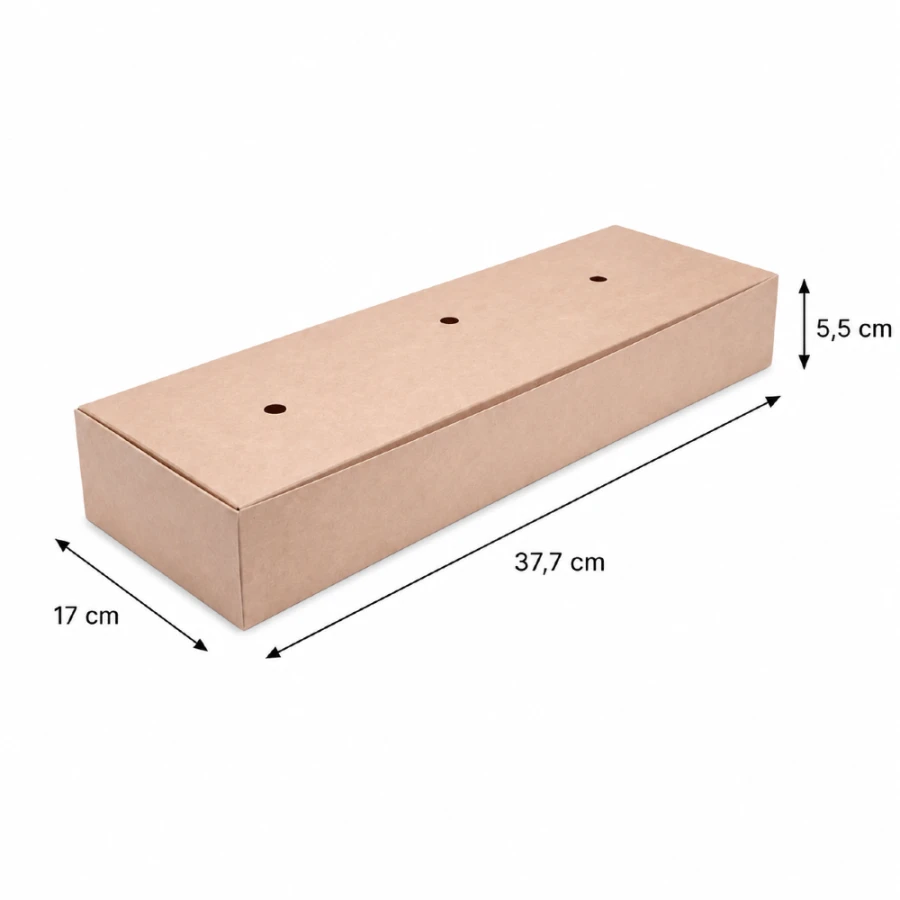 Tacka zamykana z otworami kraft 37,7 cm x 17 cm x 5,5 cm