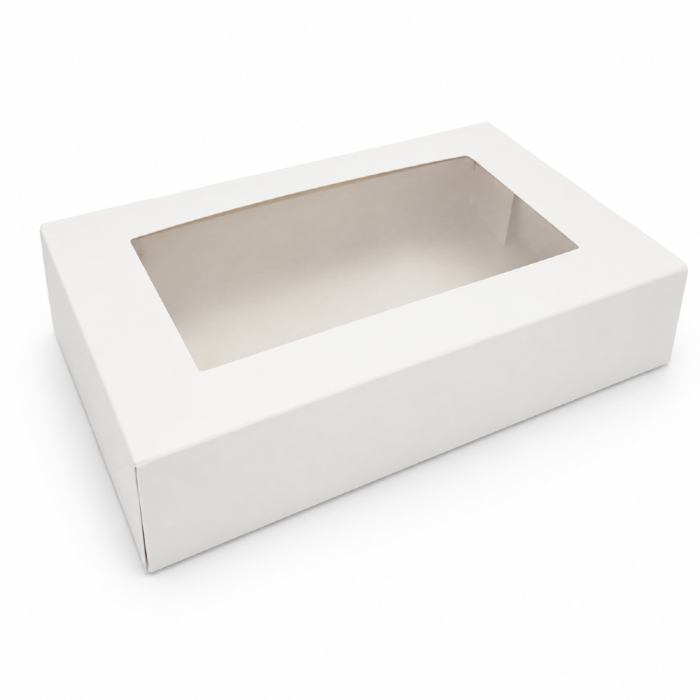 Pudełko papierowe z oknem białe - 23 cm x 15 cm x 5 cm - 50 sztuk