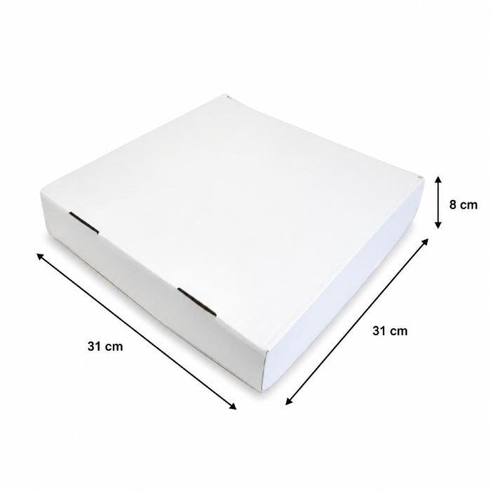 Pudełko na tartę 31 cm x 31 cm x 8 cm białe - 20 sztuk