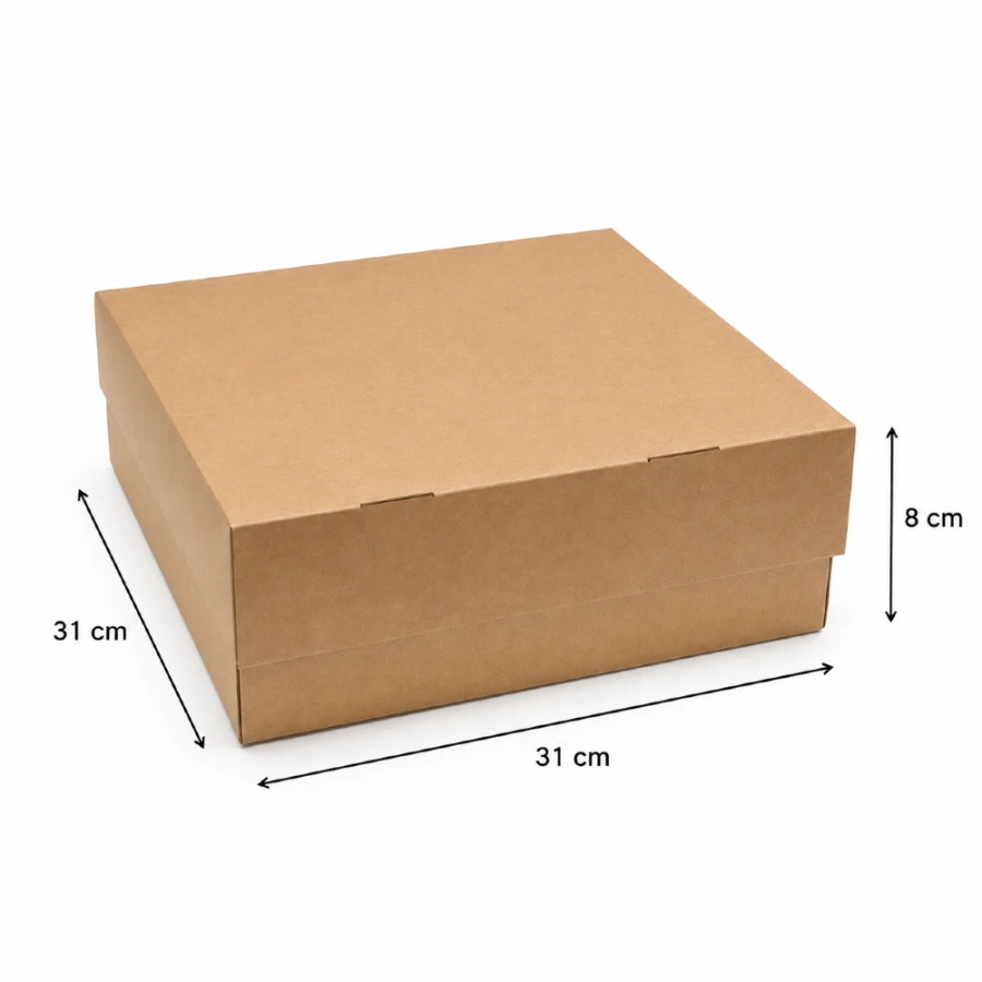 Pudełko na tartę 31 cm x 31 cm x 8 cm kraft - 20 sztuk