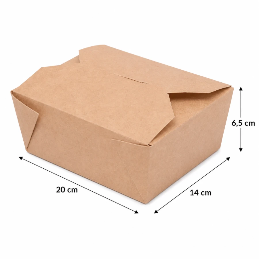 Lunch Box brązowy KRAFT 1600 ml, 20 x 14 x 6,5 cm - 50 szt.