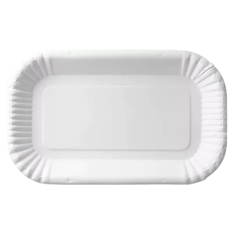 Tacka papierowa owalna biała głęboka, 23 x 15 x 2 cm - 100 szt