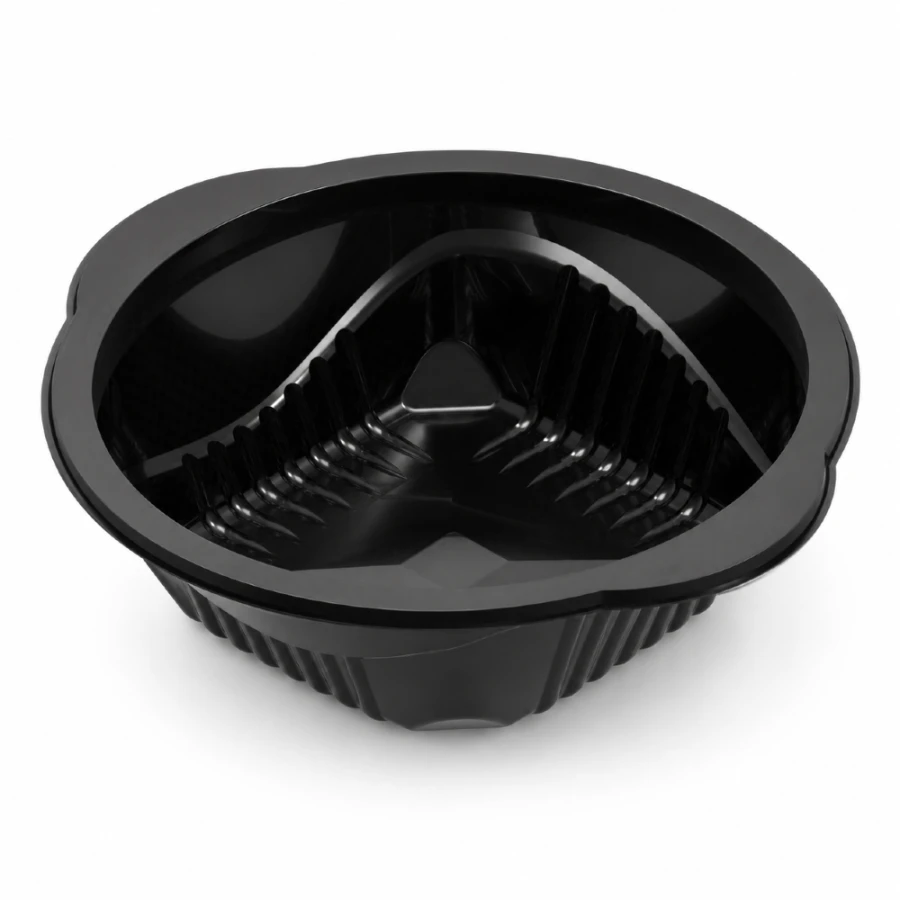 Czarny pojemnik na zupę do zgrzewu 350 ml PP fi 164 mm - 50 sztuk